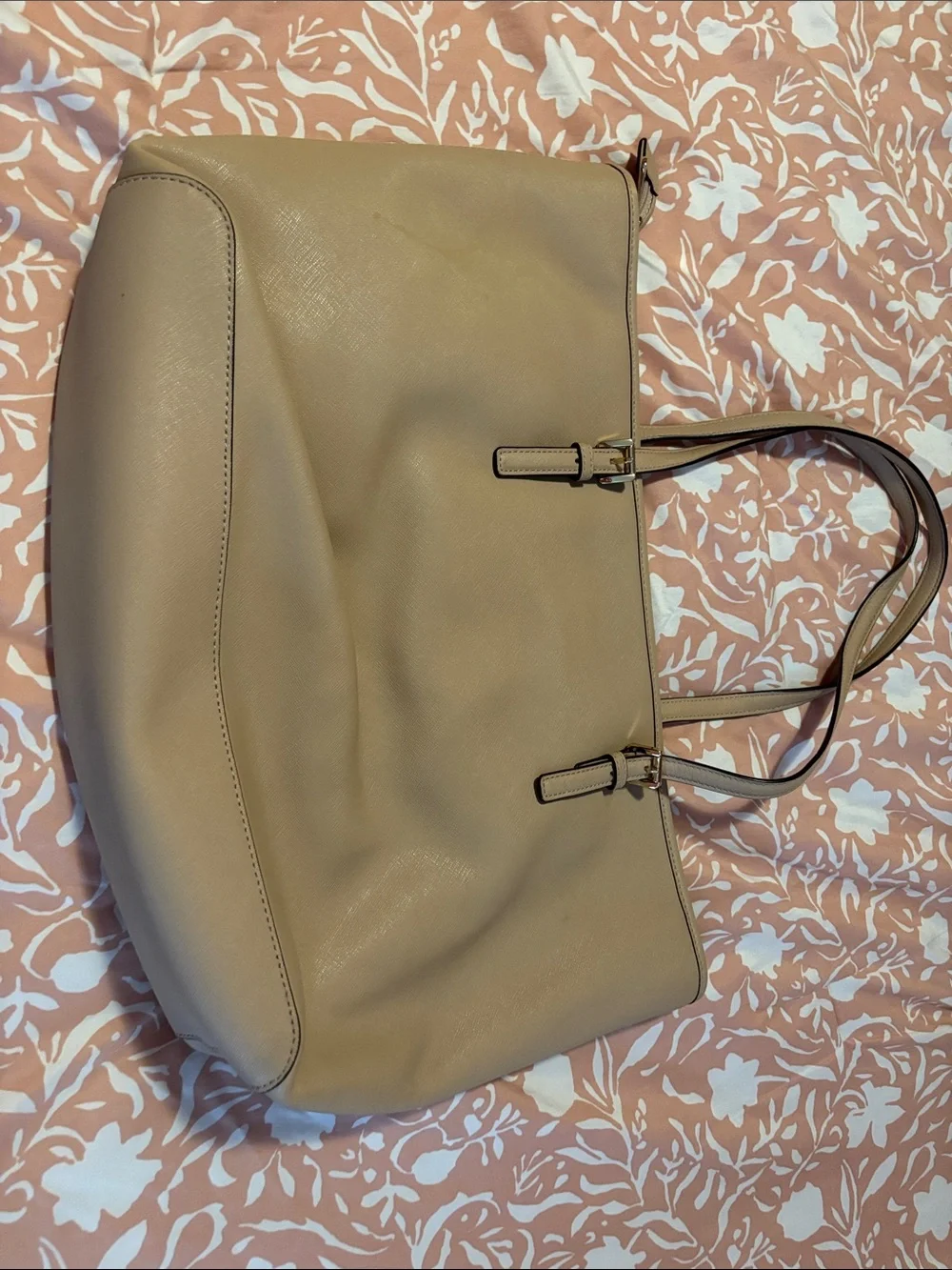 Michael Kors Taupe Leather Tote with Signature Charm